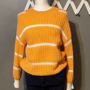Vibrant Light Orange Striped Sweater